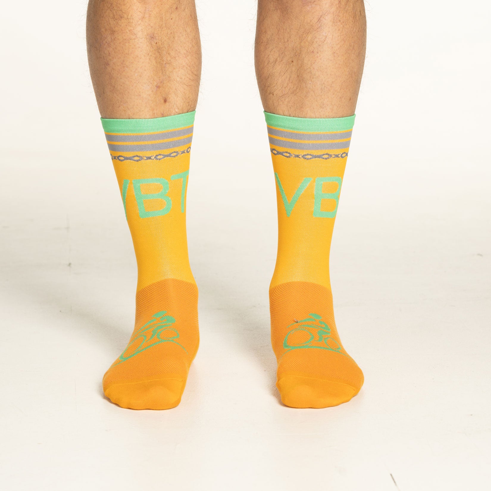 Tall Cuff Cycling Socks in VBT Orange